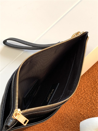Y.S.L CASSANDRE MATELASSÉ Large Pouch In Grain DE Poudre Leather Black /Gold