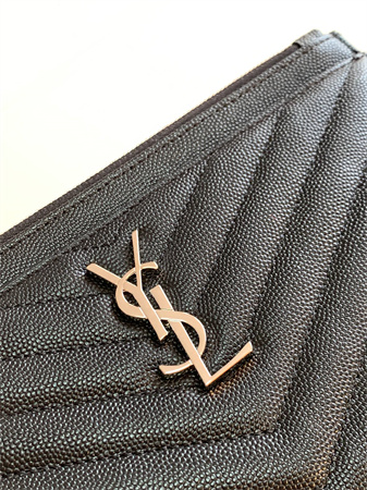 Y.S.L CASSANDRE MATELASSÉ Large Pouch In Grain DE Poudre Leather Black /Silver