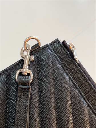 Y.S.L CASSANDRE MATELASSÉ Large Pouch In Grain DE Poudre Leather Black /Silver