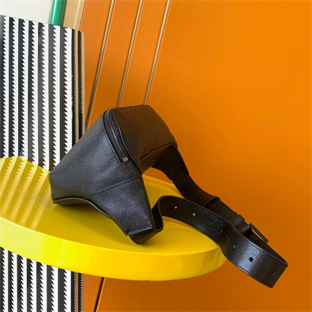 Y.S.L MONOGRAM BELT BAG IN Black Leather Black Tone Hardware