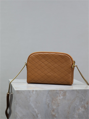 Y.S.L GABY ZIPPED POUCH IN QUILTED LAMBSKIN Dk Cork