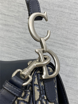 CD Saddle Bag Oblique Jacquard & Smooth Calfskin Blue Color