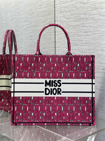 CD Miss Dior Large Book Tote Allover Emb Fuchsia