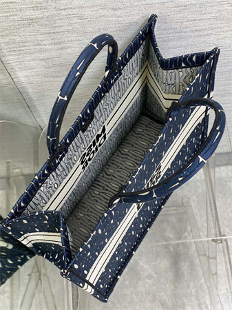 CD Miss Dior Large Book Tote Allover Emb Navy Blue