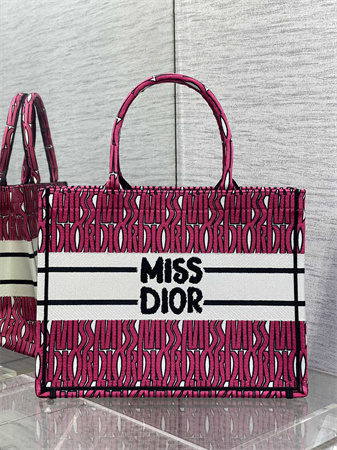 CD Miss Dior Medium Book Tote Allover Emb Fuchsia