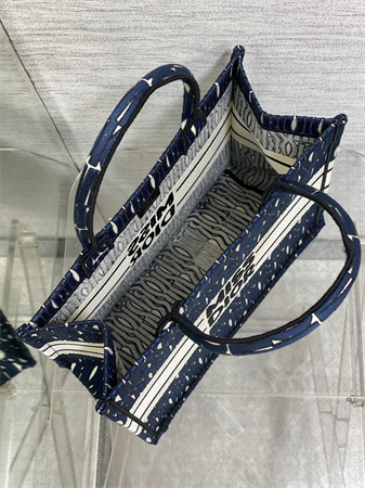 CD Miss Dior Medium Book Tote Allover Emb Navy Blue