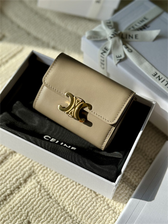 Celine COMPACT WALLET WITH COIN TRIOMPHE in Shiny calfskin