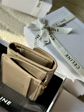 Celine COMPACT WALLET WITH COIN TRIOMPHE in Shiny calfskin