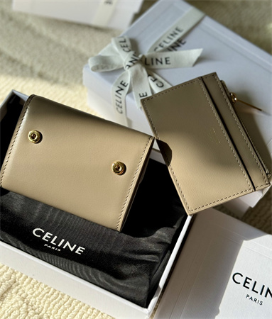Celine COMPACT WALLET WITH COIN TRIOMPHE in Shiny calfskin