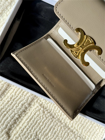 Celine COMPACT WALLET WITH COIN TRIOMPHE in Shiny calfskin
