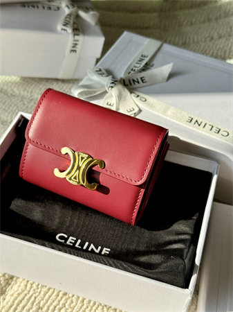 Celine COMPACT WALLET WITH COIN TRIOMPHE in Shiny calfskin