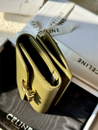 Celine COMPACT WALLET WITH COIN TRIOMPHE in Shiny calfskin