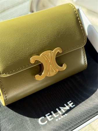 Celine COMPACT WALLET WITH COIN TRIOMPHE in Shiny calfskin
