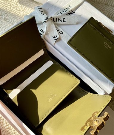 Celine COMPACT WALLET WITH COIN TRIOMPHE in Shiny calfskin