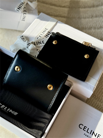 Celine COMPACT WALLET WITH COIN TRIOMPHE in Shiny calfskin