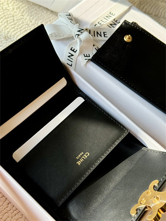 Celine COMPACT WALLET WITH COIN TRIOMPHE in Shiny calfskin