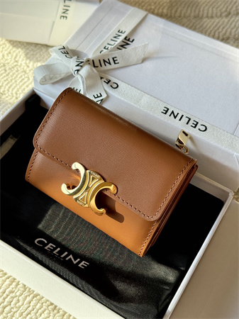 Celine COMPACT WALLET WITH COIN TRIOMPHE in Shiny calfskin