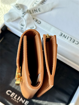 Celine COMPACT WALLET WITH COIN TRIOMPHE in Shiny calfskin