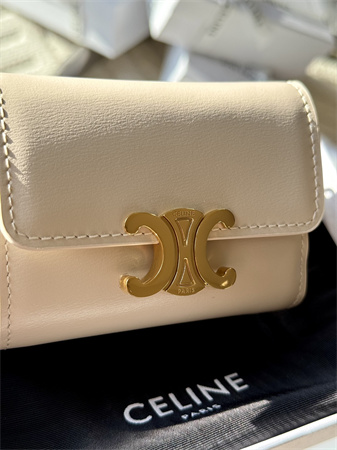 Celine COMPACT WALLET WITH COIN TRIOMPHE in Shiny calfskin