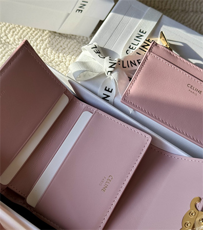 Celine COMPACT WALLET WITH COIN TRIOMPHE in Shiny calfskin