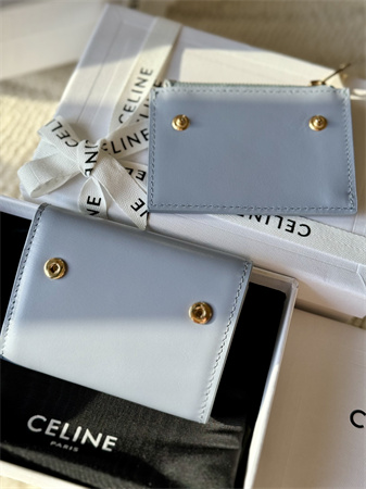 Celine COMPACT WALLET WITH COIN TRIOMPHE in Shiny calfskin