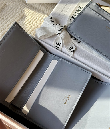 Celine COMPACT WALLET WITH COIN TRIOMPHE in Shiny calfskin