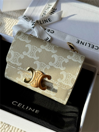Celine COMPACT WALLET WITH COIN In TRIOMPHE Canvas
