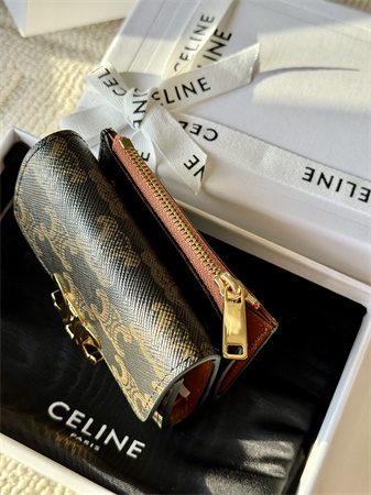 Celine COMPACT WALLET WITH COIN In TRIOMPHE Canvas