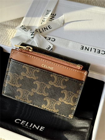 Celine COMPACT WALLET WITH COIN In TRIOMPHE Canvas