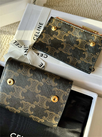 Celine COMPACT WALLET WITH COIN In TRIOMPHE Canvas