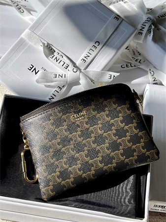 Celine Coin Purse With Printing In TRIOMPHE Canvas