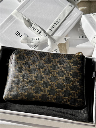 Celine Coin Purse With Printing In TRIOMPHE Canvas