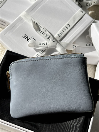 Celine Triomphe Coin Purse Smooth Calfskin Blue