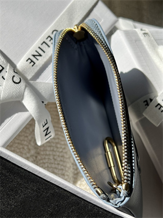Celine Triomphe Coin Purse Smooth Calfskin Blue