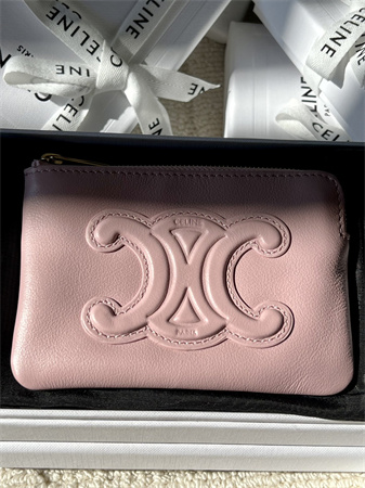Celine Triomphe Coin Purse Smooth Calfskin Pink