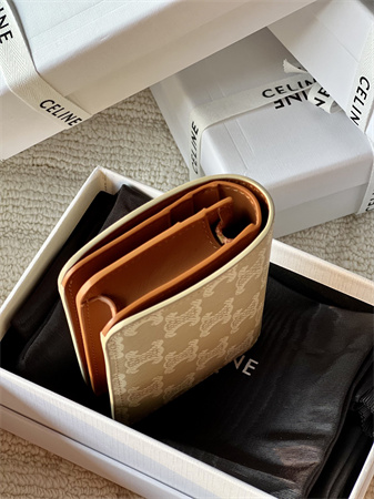 Celine TRIOMPHE COMPACT WALLET in TRIOMPHE Canvas