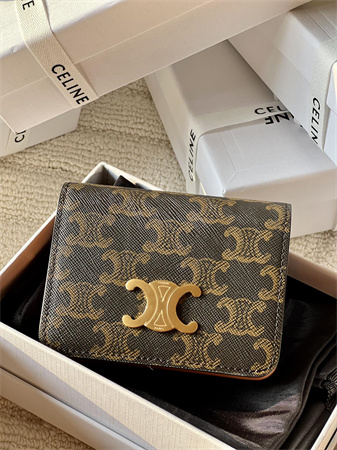 Celine TRIOMPHE COMPACT WALLET in TRIOMPHE Canvas
