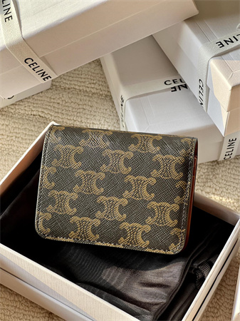 Celine TRIOMPHE COMPACT WALLET in TRIOMPHE Canvas