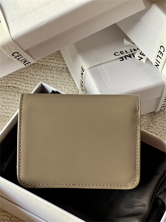 Celine TRIOMPHE COMPACT WALLET in Shiny calfskin Grey