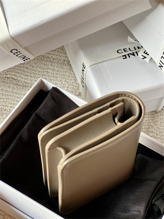 Celine TRIOMPHE COMPACT WALLET in Shiny calfskin Grey