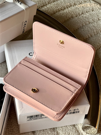 Celine TRIOMPHE COMPACT WALLET in Shiny calfskin Pink