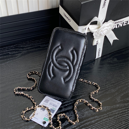 Chanel Trendy CC Vanity Case Lambskin Gold Tone Metal Black AP1472