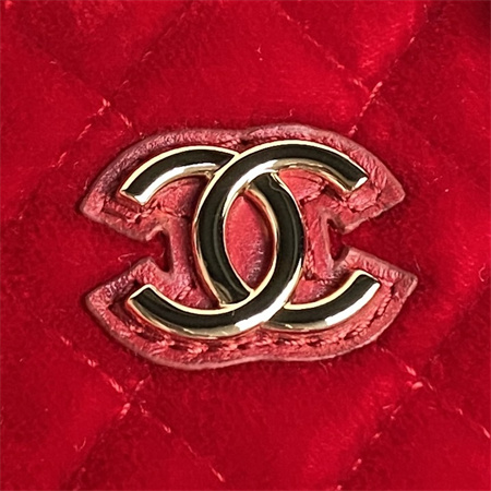 Chanel Clutch With Chain Woolen Fabric Gold Tone Metal Red AP3354