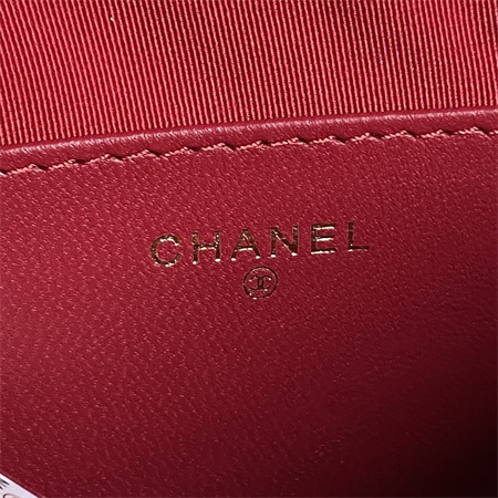 Chanel Clutch With Chain Woolen Fabric Gold Tone Metal Red AP3354