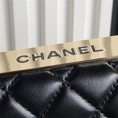 Chanel Clutch With Chain Lambskin Gold Tone Metal Black AP4184
