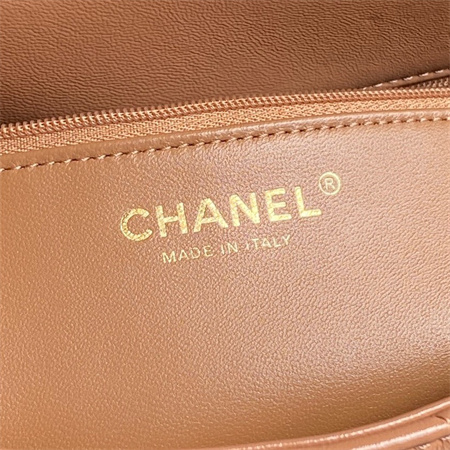 Chanel Mini Flap Bag with Top Handle Shiny Lambskin & Gold-Tone Metal Brown AS5043