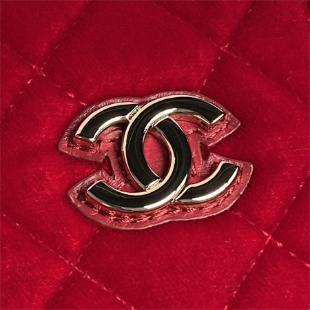 Chanel Small Tote Woolen Fabric Gold Tone Metal Red AS5130