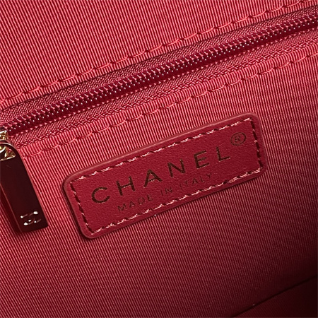 Chanel Small Tote Woolen Fabric Gold Tone Metal Red AS5130