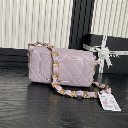Chanel Flap Bag Lambskin Gold Tone Metal Purple AS5176