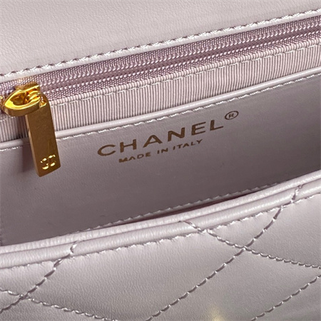 Chanel Flap Bag Lambskin Gold Tone Metal Purple AS5176